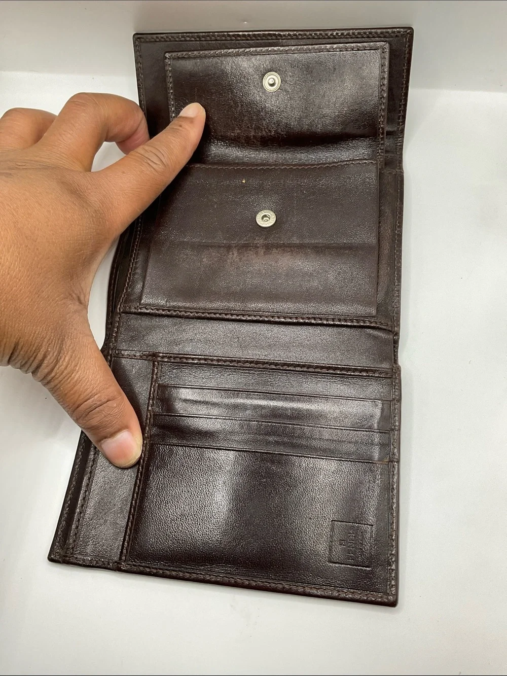 Vintage Fendi Zucca print tri-fold compact wallet
